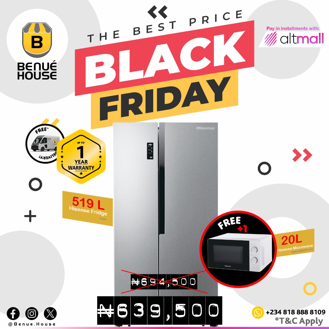 Hisense 519L SBS Fridge + Free 20L Microwave